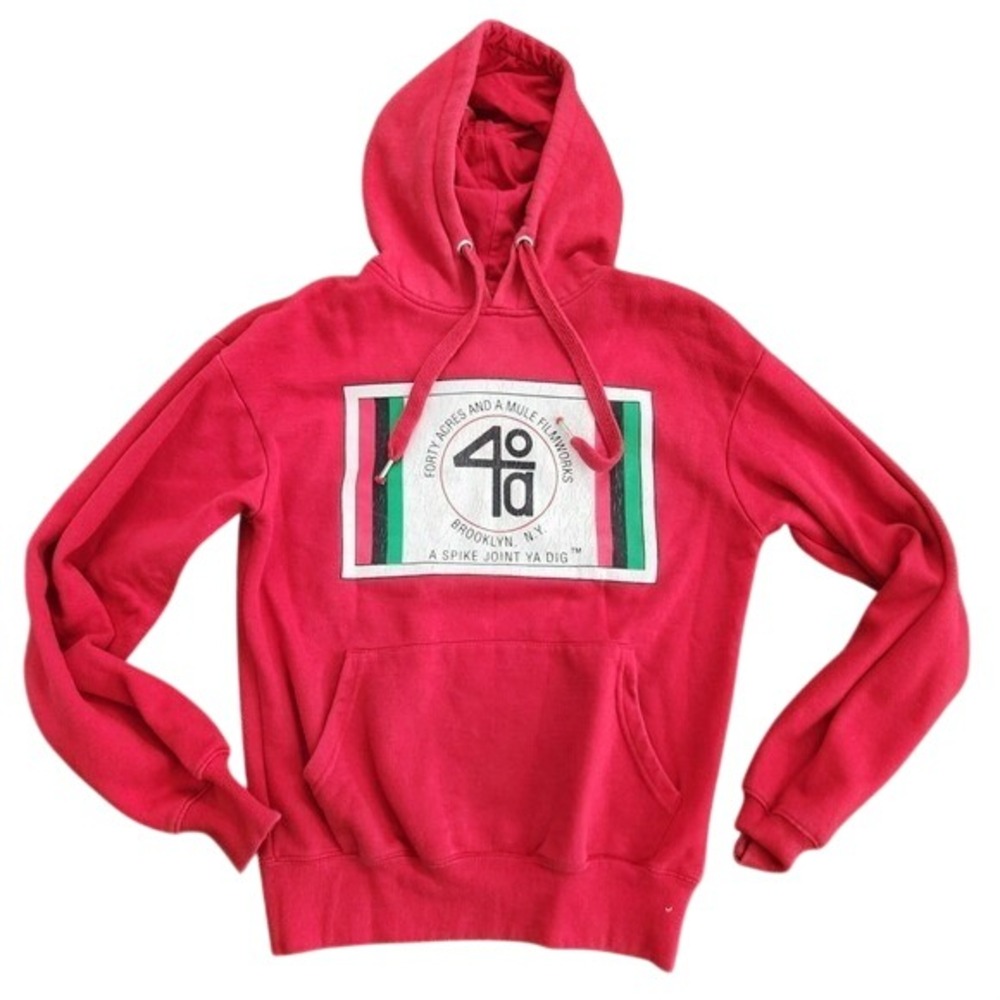 🔥 VINTAGE Spike Lee 40 Acres and a Mule Filmworks Hoodie - Red - Brooklyn NY